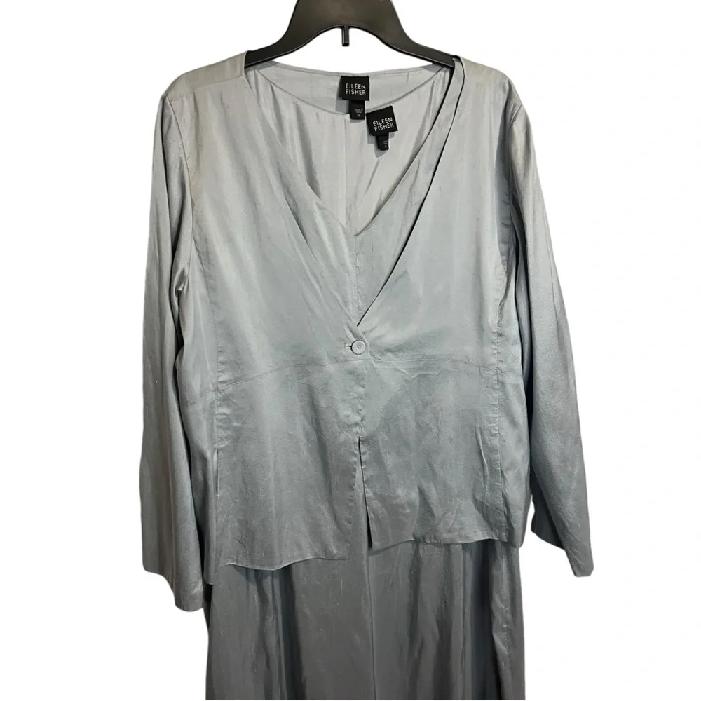 Eileen Fisher Textured Silk Dress and Jacket - Picture 2 of 12